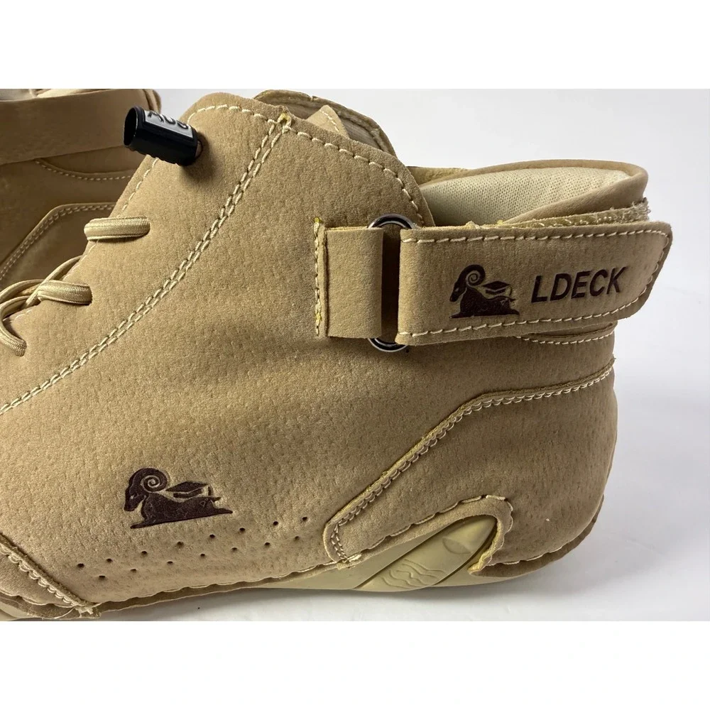 LDECK Mens Tan High Top Driving Shoes‎ Bungee Lace Up Boots Size 41 EU